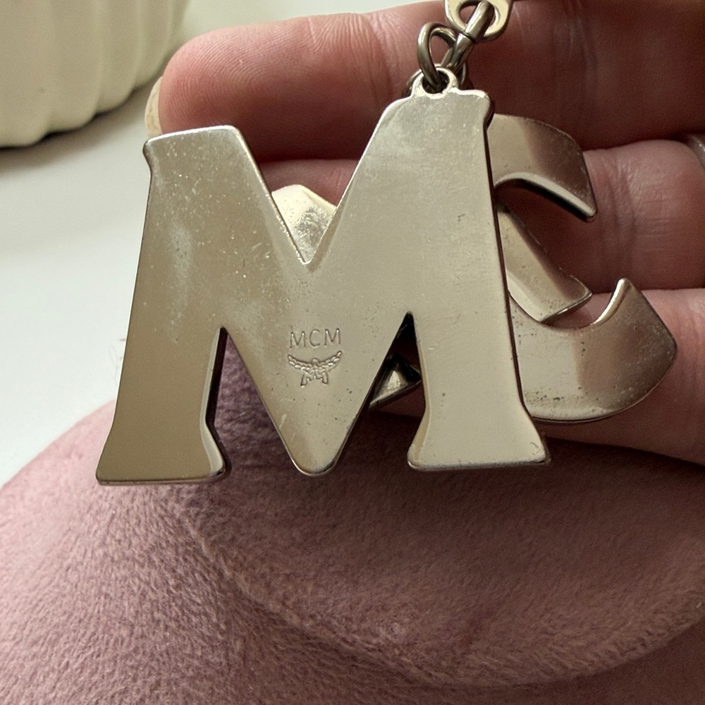 MCM Silver & Enamel Logo Keychain - Picture 3 of 5